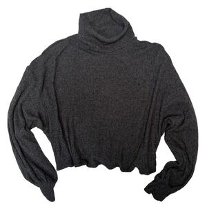 Hollister Gray Cropped‎ Turtleneck Sweater S Y2K Elevated Essential Minimalist